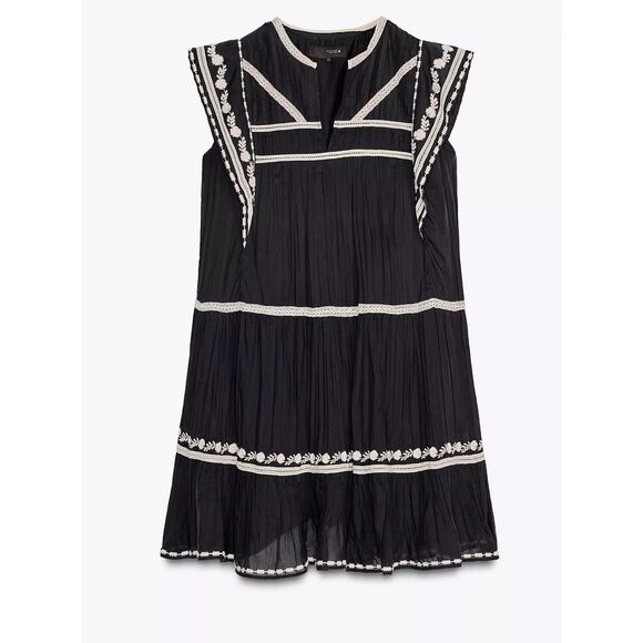 NWOT Zara collection  CONTRAST EMBROIDERY DRESS, Med $149 B18 - Picture 4 of 13